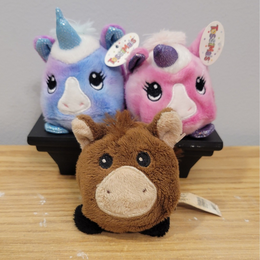 Ganz Tossimals Plush Lot of 3 Unicorns & Horse Beanbag Toys H14483 H12639